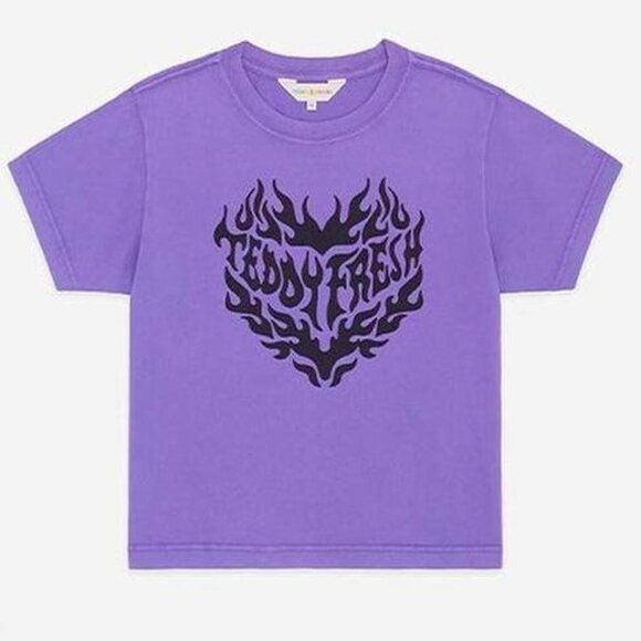 BNWT Teddy Fresh Y2K Flaming Hearts Black Baby Tee - XS, S, 2XL - Picture 4 of 4